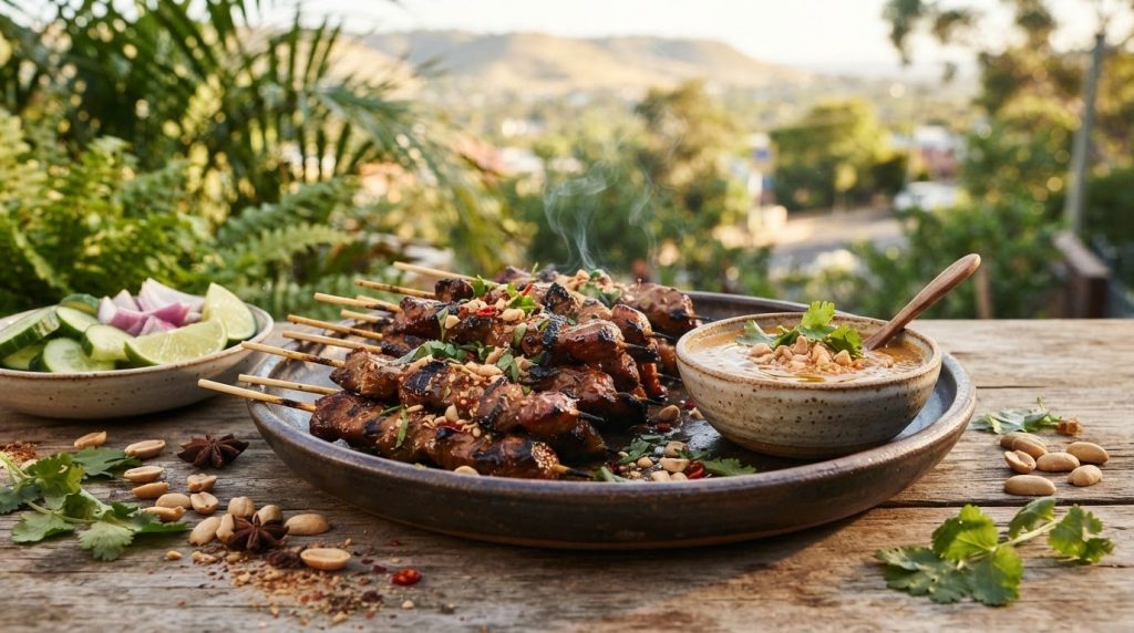 How to make beef satay in Adelaide with peanut coconut sauce